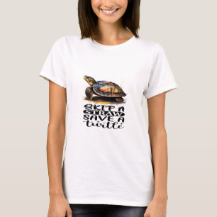 T-shirt Sauter Une Paille Sauver Une Tortue