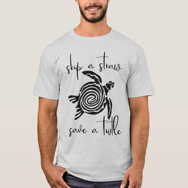 T-shirt Sauter une Paille Sauver une Tortue (Devant)