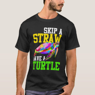 T-shirt Sauter Une Paille Sauver Une Tortue Changement Cli