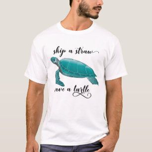 T-shirt Sauter une paille Sauver une tortue Plastic Mer li