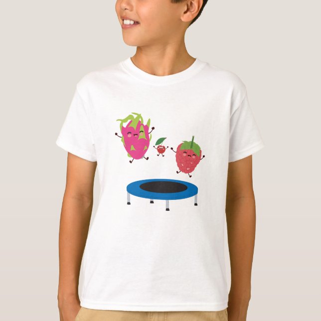 T-shirt Sauts De Fruits Sur Trampoline (Devant)