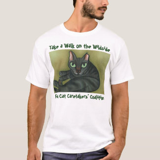 T-shirt sauvage de chat - lettrage vert-foncé