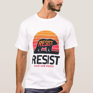 T-shirt Sauvegarder la nature Rétro Sunset Bear Résiste