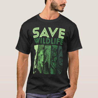 T-shirt Sauver la Silhouette de la Faune Rhinocéros Élépha