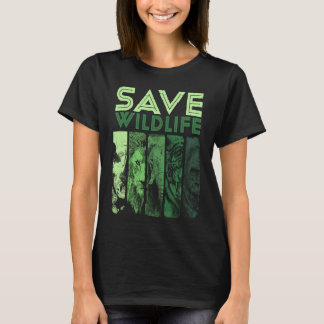 T-shirt Sauver la Silhouette de la Faune Rhinocéros Élépha