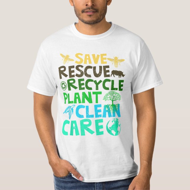 T-shirt Sauver les abeilles Secourir les animaux Recycler  (Devant)