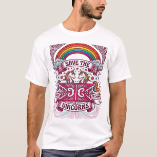 T-shirt Sauver Licornes Nuages Arc-en-ciel Étoiles