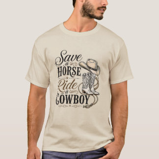 T-shirt sauver un cheval monter un cowboy
