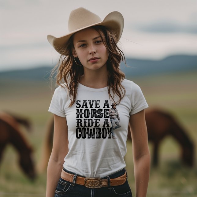 T-shirt Sauver un cheval monter un cowboy (Créateur téléchargé)