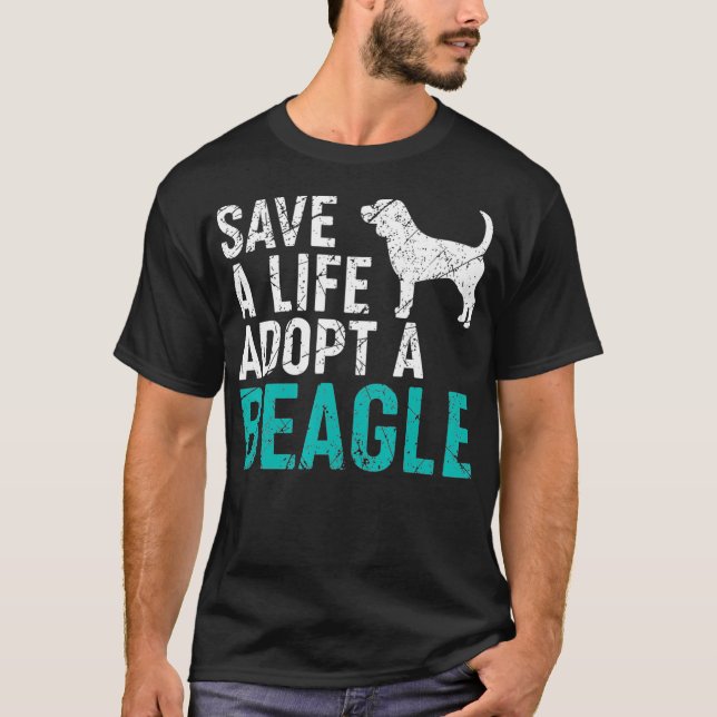 T-shirt Sauver une vie adopter un chien secourir Beagle ch (Devant)