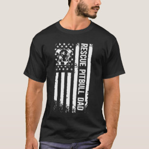T-shirt Sauvetage Pitbull Papa Drapeau américain Sauvetage