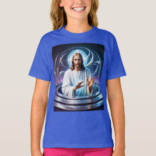 T-shirt 🌌 sauveur numérique : Jésus comme un hologramme d