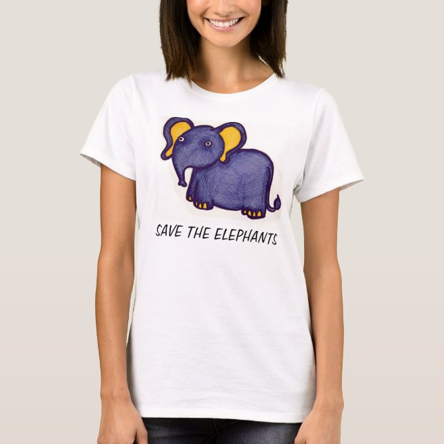 T-shirt Sauvez la chemise d'éléphants (Devant)