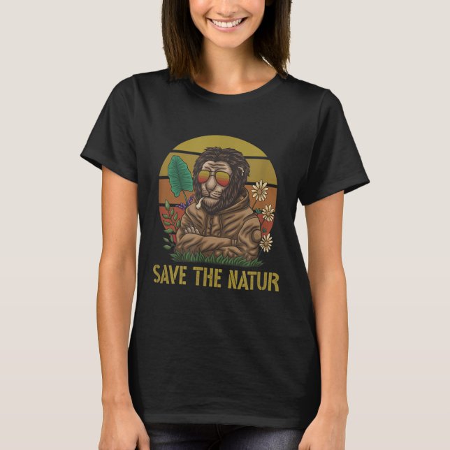 T-shirt Sauvez La Nature Sauvez Le Lion Nature De l'enviro (Devant)
