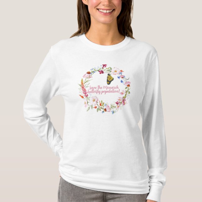 T-shirt Sauvez la population de papillons monarques (Devant)