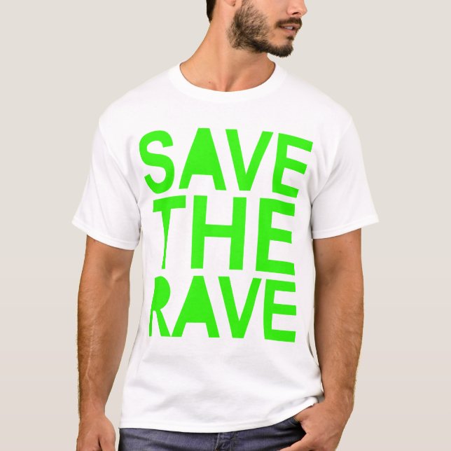 T-shirt Sauvez la scène du raver NU RAVE vert des années 8 (Devant)