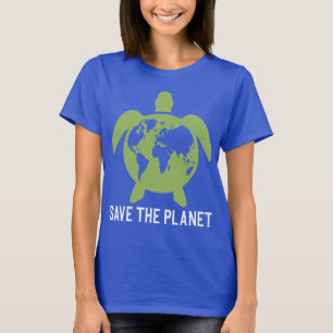T-shirt Sauvez la silhouette de la tortue planétaire