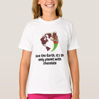 T-shirt Sauvez la Terre, c'est la seule planète au chocola