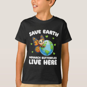 T-shirt Sauvez La Terre Les Papillons Monarques Vivent Ici