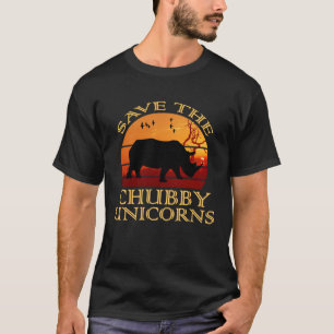 T-shirt Sauvez Le Chubby Unicorns Rhino Animal Sunset Funn