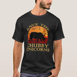 T-shirt Sauvez Le Chubby Unicorns Rhino Animal Sunset Funn