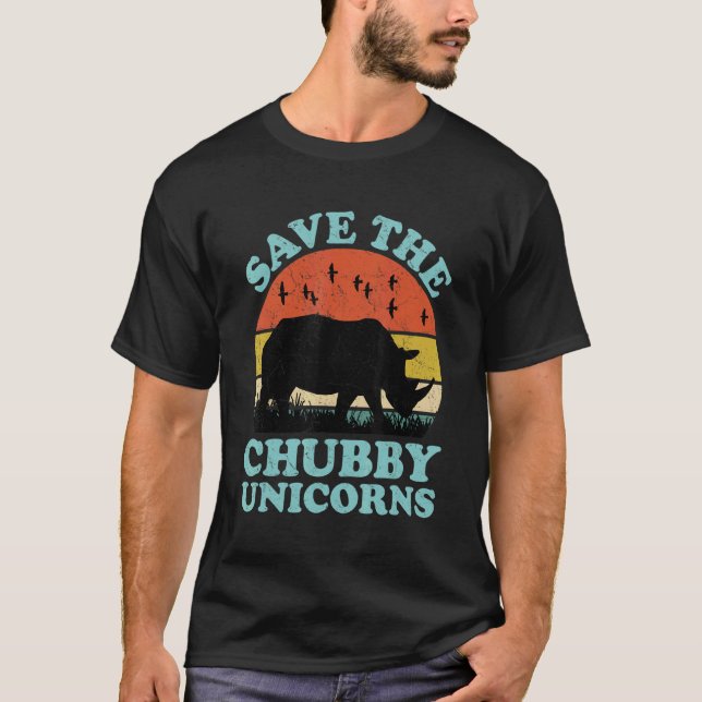 T-shirt Sauvez le Chubby Unicorns Rhino Droits des animaux (Devant)