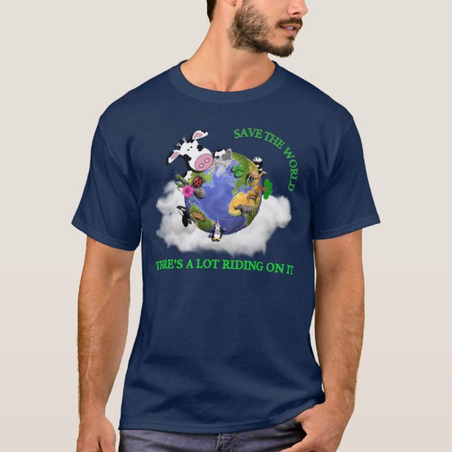 T-shirt Sauvez le monde (la marine) (Devant)