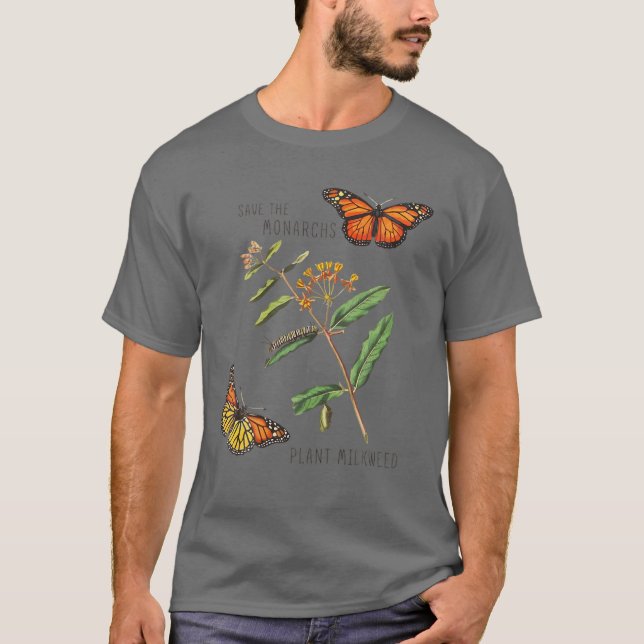 T-shirt Sauvez Le Plante Des Monarques De L'Herbe Lactée - (Devant)