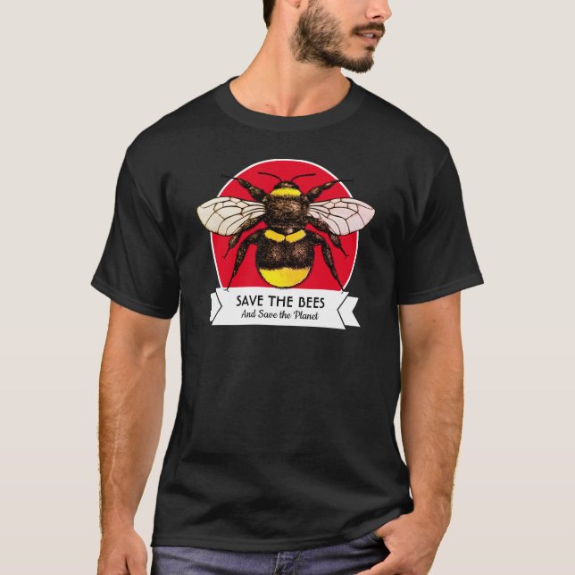 T-shirt Sauvez les abeilles et sauvez le rétro bourdon de (Devant)
