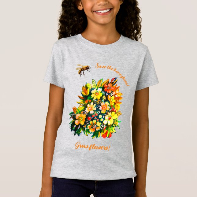 T-Shirt Sauvez les abeilles, faites pousser des fleurs (Devant)
