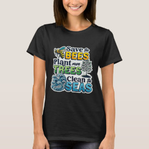 T-shirt Sauvez les abeilles Plantes Arbres Mer propres De