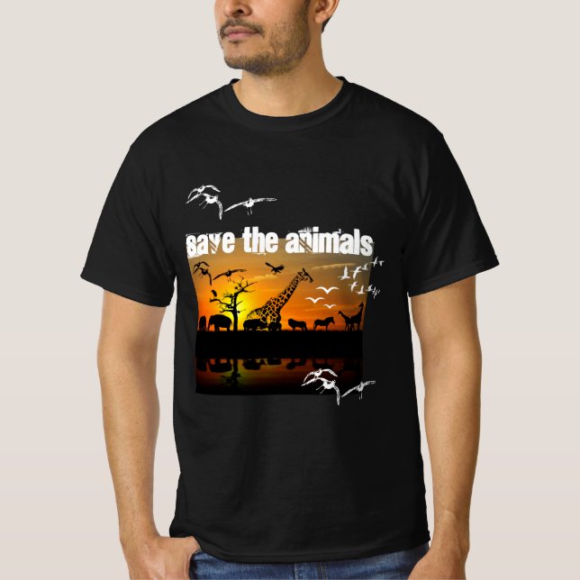 T-shirt Sauvez les animaux noirs (Devant)