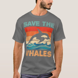 T-shirt Sauvez Les Baleines Retro Vintage Orca Whale