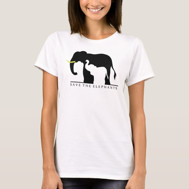 T-shirt Sauvez les éléphants (blancs) (Devant)