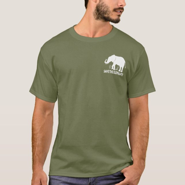 T-shirt Sauvez les éléphants en silhouette (Devant)
