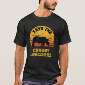 T-shirt Sauvez les licornes de chubby rhinocéros rétro vin