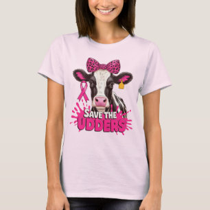 T-shirt Sauvez Les Mamelles - Vache Drôle Contre le Cancer