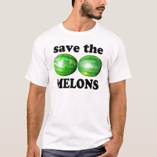 T-shirt sauvez les melons sur le blanc