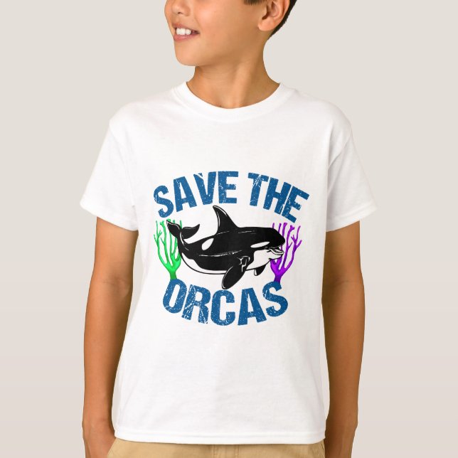 T-shirt Sauvez les orques mignons animaux d'océan (Devant)