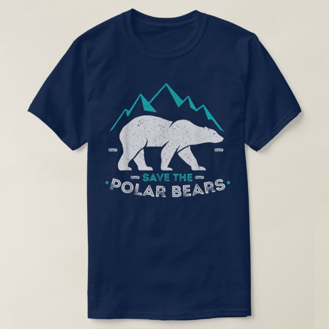 T-shirt Sauvez les ours polaires Longue Manche Animal Vint (Design devant)