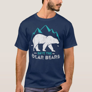 T-shirt Sauvez les ours polaires Longue Manche Animal Vint