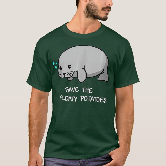 T-shirt Sauvez Les Pommes De Terre Flottantes Manatee Sea  (Devant)