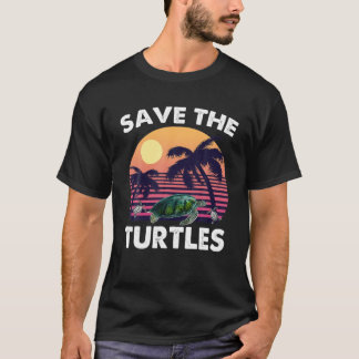 T-shirt Sauvez Les Tortues Droits Animaux Retro Style Voya