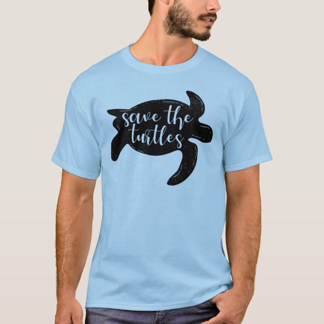 T-shirt Sauvez les tortues mignon activiste des animaux bl (Devant)