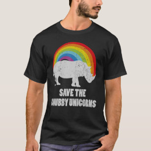 T-shirt Sauvez Les Unicornes Chubbies Rhino Rainbow R