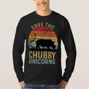 T-shirt Sauvez Les Unicornes Chubby Vintage Funny Rhino An
