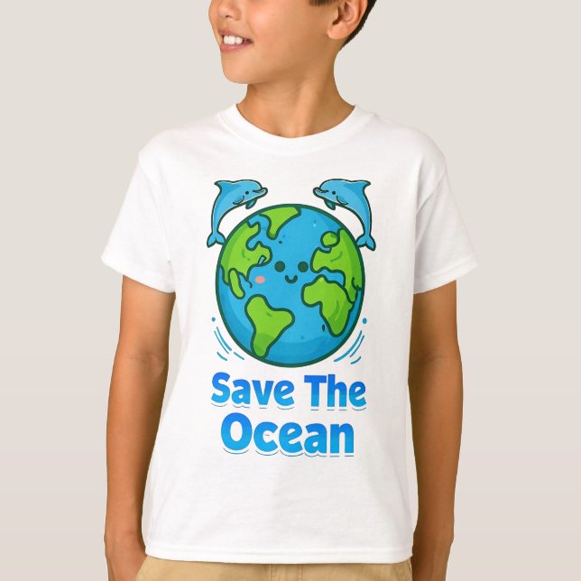 T-shirt Sauvez l'Océan, Sauvez la Terre et les dauphins Te (Devant)