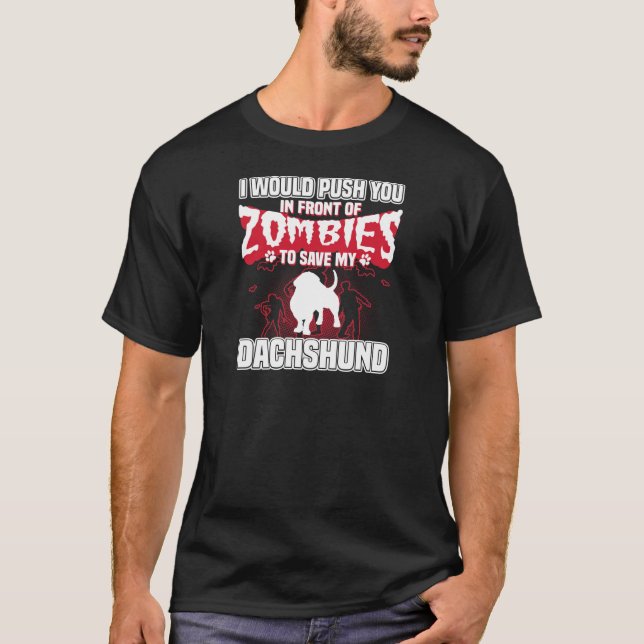 T-shirt Sauvez ma coiffeuse Dachshund Halloween Funny (Devant)