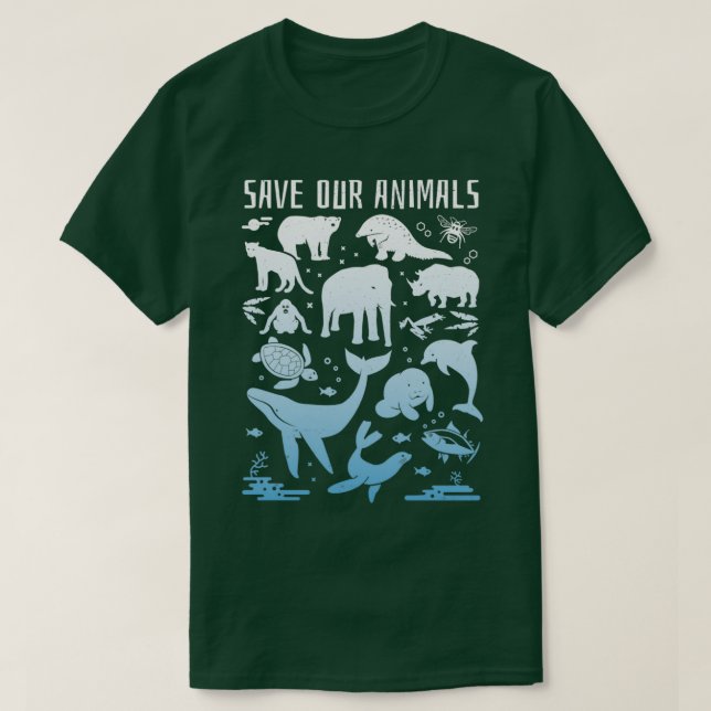 T-shirt Sauvez nos animaux en danger Animaux du monde (Design devant)