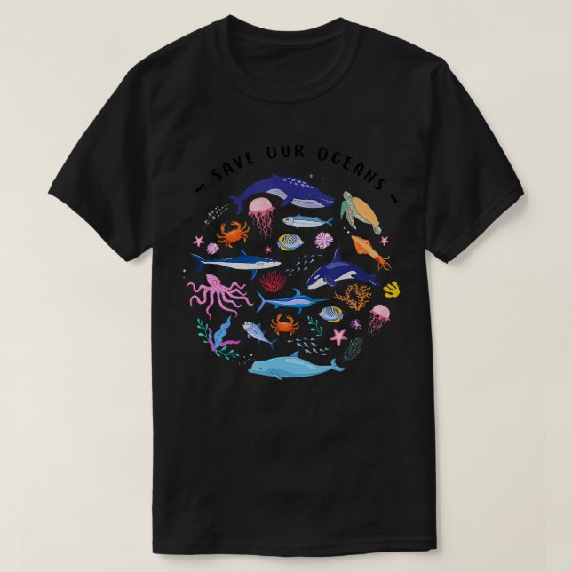 T-shirt Sauvez nos océans Mer Créatures Sea Animals Pro (Design devant)